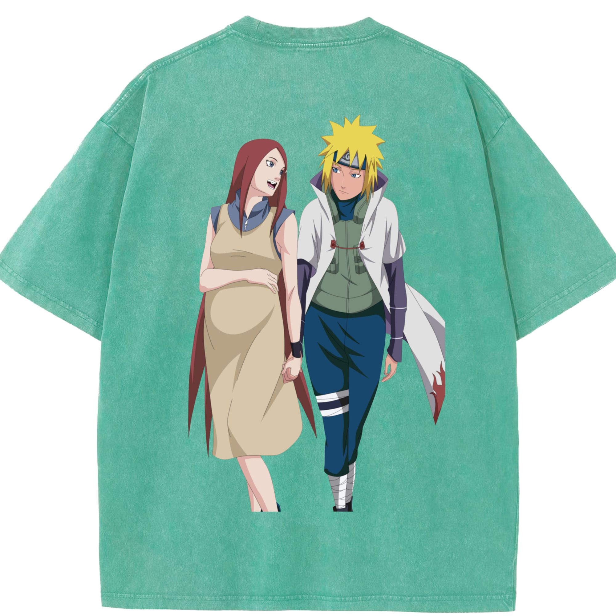 （画像用） NARUTO -ナルト- 波風 ミナト Namikaze Minato 綿100% ヴィンテージ風 半袖Tシャツ（背面プリント）